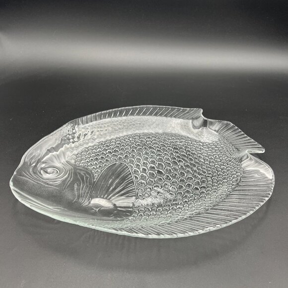 Vintage Arcoroc Fish Platter Plate Poisson Tempered Clear Glass 15.25" France - Picture 2 of 10